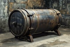 Old rusty industrial autoclave standing in abandoned factory Product Image 1