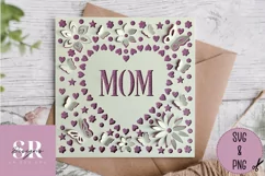 3D Floral Mom heart| Paper cutting | Mother’s Day card SVG. Product Image 1