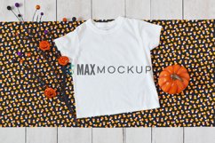 Kids t-shirt mockup, Halloween pumpkin, styled photography Product Image 1