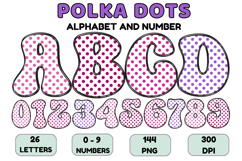Polka Dots Alphabet Letters &amp; Numbers Clipart PNG 300DPI Product Image 1