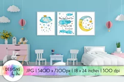 Stars and Moon Nursery Wall Art | Set of 3 Posters Product Image 1