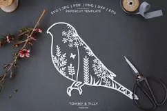 Bird Meadow Animal - Papercut Template SVG EPS DXF PNG Product Image 1