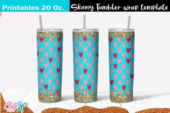 Valentines day 20 Oz. Skinny Tumbler wrap sublimation design Product Image 1