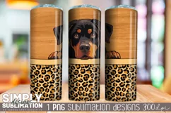 Seamless Rottweiler Sublimation Skinny Tumbler Wrap | Png Product Image 2