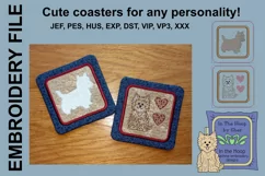 Little Dog Coasters - 4 x 4 and 5 x 7 Hoops Product Image 1