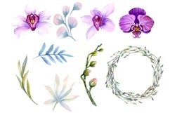 Orchid flowers watercolor clipart Printable,mother day card Product Image 2