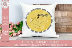 Gemini Zodiac Sign with Personality Traits for Sublimation Product Image 2