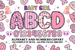 Baby Girl Alphabet, baby girl letters doodle, baby clipart Product Image 1