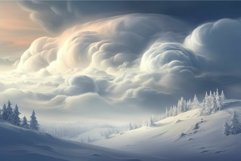 Majestic winter cloudscape over snowy forest Product Image 1