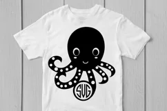 Cute Octopus - Animal SVG EPS DXF PNG Monogram Cutting Files Product Image 2
