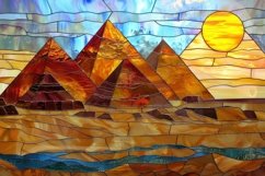 Stained Glass Scene of the Pyramids Background Wallpaper Product Image 1