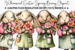 Easter Cute Whimsical Bunny Clipart PNG Product Image 1