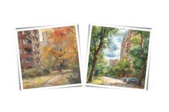 Watercolor Russia cityscapes clipart - residental areas JPG Product Image 6