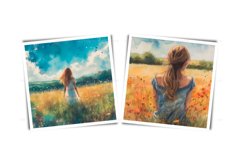 Watercolor field with meadow flowers - wildflowers JPG Product Image 6