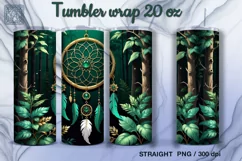 Green Dream catcher Tumbler Sublimation, 20 oz Tumbler Wrap Product Image 2