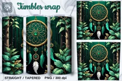Green Dream catcher Tumbler Sublimation, 20 oz Tumbler Wrap Product Image 1