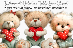 Whimsical Valentine Teddy Bear Clipart Product Image 1