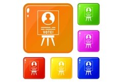 Candidate election stand icons set vector color Product Image 1