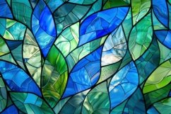 Colorful Stained Glass Leaves Background Wallpaper Product Image 1
