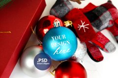 Blue Ornament Mockup, Bauble Mockup, Christmas ball mockup Product Image 1