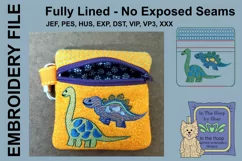 Dinosaur Friends Zipper Bag / Fully Lined, 4X4 HOOP Product Image 2