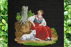 Vintage Cross Stitch Scheme Girl with a kid Product Image 1