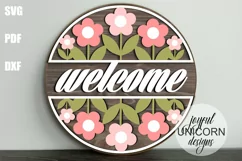 Daisies Welcome Sign SVG | Summer Door Hanger | Floral Sign Product Image 2