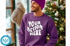 Purple men Sweatshirt empty space Mockup, christmas Gildan Product Image 1