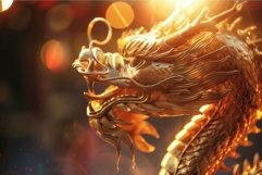 Golden dragon sculpture in radiant light Product Image 1