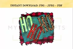 Ho Ho Ho Merry Christmas With Buffalo Plaid Print PNG Product Image 1