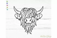 Highland Cow svg, Farm svg, Cow face svg Product Image 1