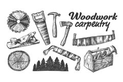 Woodwork Carpentry Collection Equipment Set Vector Product Image 1