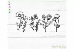 Wildflowers svg, Botanical svg, wildflower cut file Product Image 2