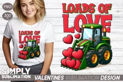 Loads of Love | Boys Valentine | Green Tractor Sublimation Product Image 1