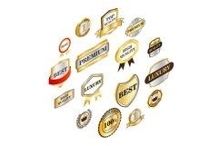 Golden labels collection, isometric 3d style Product Image 1