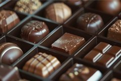 Assorted gourmet chocolate box closeup Product Image 1