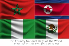 Realistic waving 50 Country National Flags of The World. Product Image 8
