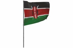 Kenya flag on pole. Waving banner isolated. National flag Product Image 1