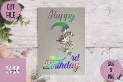 3D 3rd Birthday card | Paper cutting | birthday card SVG Product Image 1