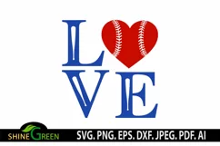 Baseball SVG - Love Heart Baseball SVG, PNG, EPS, DXF Product Image 2