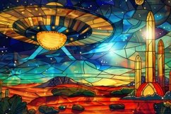 Stained Glass UFO Background Wallpaper Product Image 1