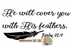 He will cover you with His feathers, faith svg scripture svg Product Image 2