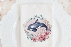 Orca Whale Ocean Wreath Sublimation Design Product Image 5