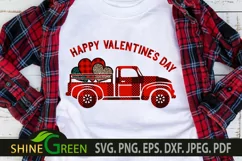 Valentine Truck SVG, Valentines SVG Hearts, Buffalo Plaid Product Image 1