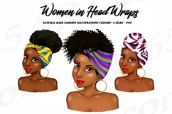 Black Woman Afro Head Wraps African American Clipart PNG Product Image 1
