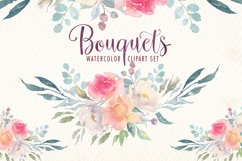 Watercolor bouquets clipart set Product Image 3