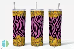Skinny Tumbler Sublimation Design - Sunflower Leopard Print Product Image 5