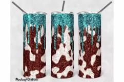 Cowhide Glitter 20oz Skinny Tumbler Sublimation Design PNG Product Image 1