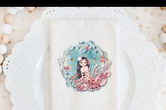 Mermaid Ocean Wreath Sublimation Design, Nautical Clipart Product Image 5