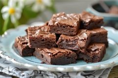 Delicious homemade brownies stacked on a plate Product Image 1